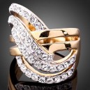 Luxusní prsten, žluté zlato, bílý Swarovski krystal J1935