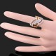 Luxusní prsten, žluté zlato, bílý Swarovski krystal J1935