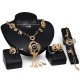 Luxusní dámský zlatý set - náhrdelník, náušnice, náramek, prsten s krystaly