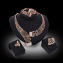 Luxusní dámský zlatý set - náhrdelník, náušnice, náramek, prsten s krystaly C