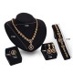 Luxusní dámský zlatý set - náhrdelník, náušnice, náramek, prsten s krystaly D