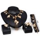 Luxusní dámský zlatý set - náhrdelník, náušnice, náramek, prsten s krystaly F