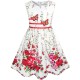 Dětské, dívčí letní šaty bílé s červenými květy a motýlky