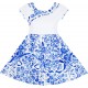 Dětské, dívčí letní šaty bílo modré