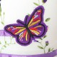 Dětské, dívčí letní šaty bílé s fialovými květy a motýlky