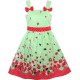 Dětské, dívčí letní šaty zelené s jahodami