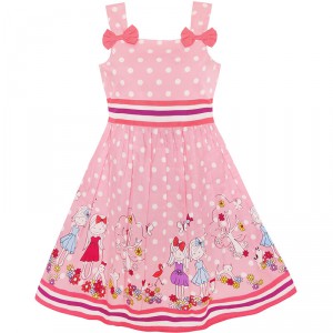 Dětské, dívčí letní šaty růžové s panenkami