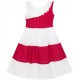 Dívčí letní šaty bílo - červené šaty s kontrastem