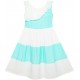 Dívčí letní šaty bílo - tyrkysové šaty s kontrastem