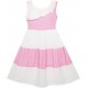 Dívčí letní šaty bílo - růžové šaty s kontrastem