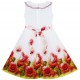 Dětské, dívčí šaty bílé s potiskem červených květin