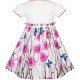 Dětské, dívčí letní šaty bílé s růžovými květy a motýlky