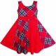 Dívčí letní šaty červené s potiskem a mašlí