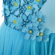 Dětské, dívčí společenské šaty s květinami - modré