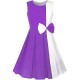 Dětské, dívčí společenské šaty s mašlí - fialové