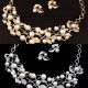 Luxusní perlový set - náhrdelník + náušnice žluté a bílé zlato, krystal