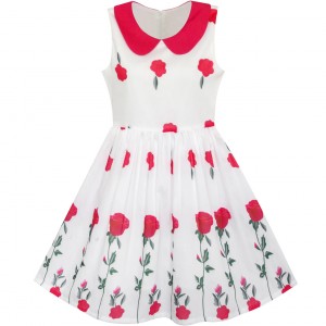 Dětské, dívčí letní bílé šaty s růžemi