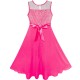 Dětské, dívčí společenské šifónové šaty vyšívané - sytě růžové