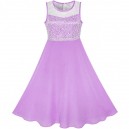 Dětské, dívčí společenské šifónové šaty vyšívané - fialové lila