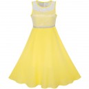 Dětské, dívčí společenské šifónové šaty vyšívané - žluté