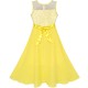 Dětské, dívčí společenské šifónové šaty vyšívané - žluté