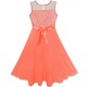 Dětské, dívčí společenské šifónové šaty vyšívané - oranžové