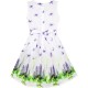 Dětské, dívčí letní bílé šaty s jemnými květy - fialové