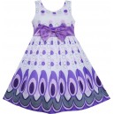 Dětské, dívčí letní šaty bílé s fialovými ornamenty