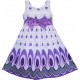 Dětské, dívčí letní šaty bílé s fialovými ornamenty