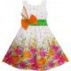 Dětské, dívčí letní šaty bílé s oranžovými květy a mašlí