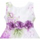 Dětské, dívčí společenské šaty bílé s fialovými květy pivoněk