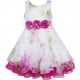 Dětské, dívčí společenské šaty bílé s růžovými květy pivoněk
