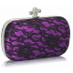 Luxusní společenská kabelka s krajkou - fialová