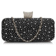 Luxusní společenská kabelka s kamínky - černá