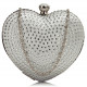 Luxusní společenská kabelka srdce s kamínky - stříbrná