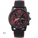 Pánské stylové sportovní silikonové hodinky - černé s červenou
