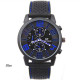 Pánské stylové sportovní silikonové hodinky - černé s modrou