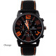 Pánské stylové sportovní silikonové hodinky - černé s oranžovou