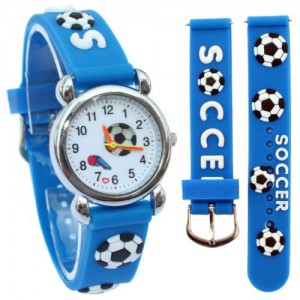 Dětské, chlapecké, silikonové hodinky s míčem - fotbal