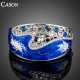 Luxusní stříbrný masivní náramek, modrý swarovski krystal B0186