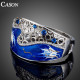 Luxusní stříbrný masivní náramek, modrý swarovski krystal B0186