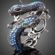 Luxusní stříbrný náramek, modrý Swarovski krystal, ještěrka