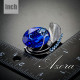 Luxusní módní brož - list a velký modrýl Swarovski krystal 