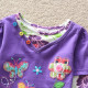 Dětské, dívčí tričko vyšívané s motýlky a kamínky fialové