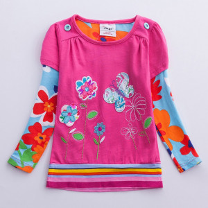 Dětské, dívčí tričko s barevné s motýlky a kytičkami