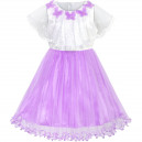 Dětské slavnostní šaty bílofialové s motýlky