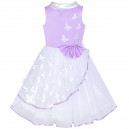Dětské slavnostní šaty, šaty pro družičku, bílé s 3D motýlky - fialové