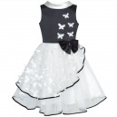 Dětské slavnostní šaty, šaty pro družičku, bílé s 3D motýlky - černé