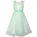 Dívčí slavnostní šaty, šaty pro družičku, zelenkavé s 3D motýlky