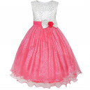 Dětské, dívčí společenské šaty, slavnostní třpytivé šaty - sytě růžové